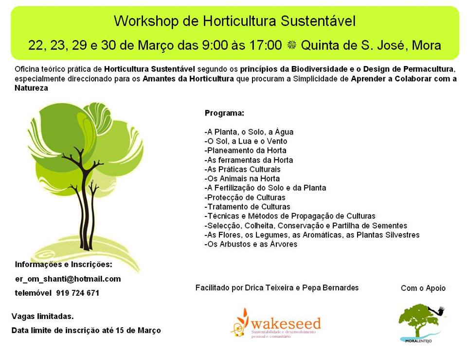 Workshop de Horticultura SustentÃ¡vel em Mora- 2Âª EdiÃ§Ã£o